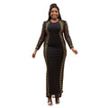 African cross-border supply  new style factory direct sales european and american fashion silm hot diamond beaded long skirt big sale
