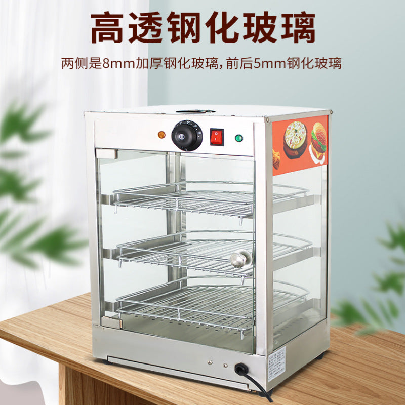 Commercial insulated display case, heated thermostatic cabinet for chestnuts, egg tarts, bread, fried chicken, and ready-to-eat foods - small food display showcase