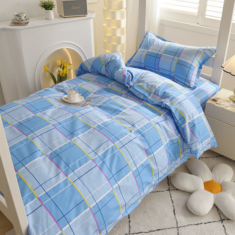 Student dormitory quilt cover three-piece bed sheet pure cotton single bed children's bed quilt cover simple four-season universal 3