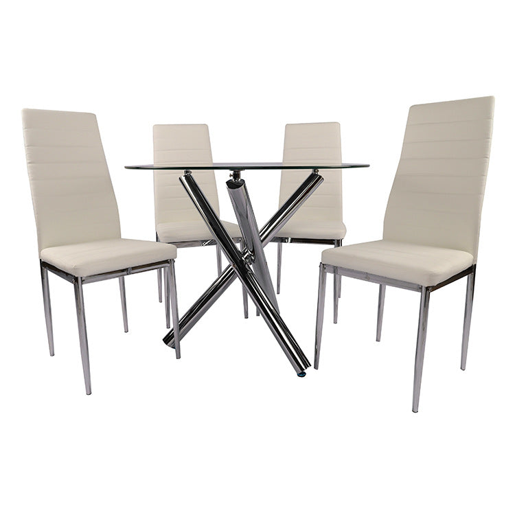 Tempered glass dining table set - modern luxury, high-end design, ideal for meetings and home use - minimalist dining table and chairs