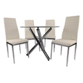 Tempered glass dining table set - modern luxury, high-end design, ideal for meetings and home use - minimalist dining table and chairs