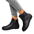plus sizefashion chelsea large ring buckle side zipper boots fall and winternew arrivalpure colorflats cross-border fashion boots