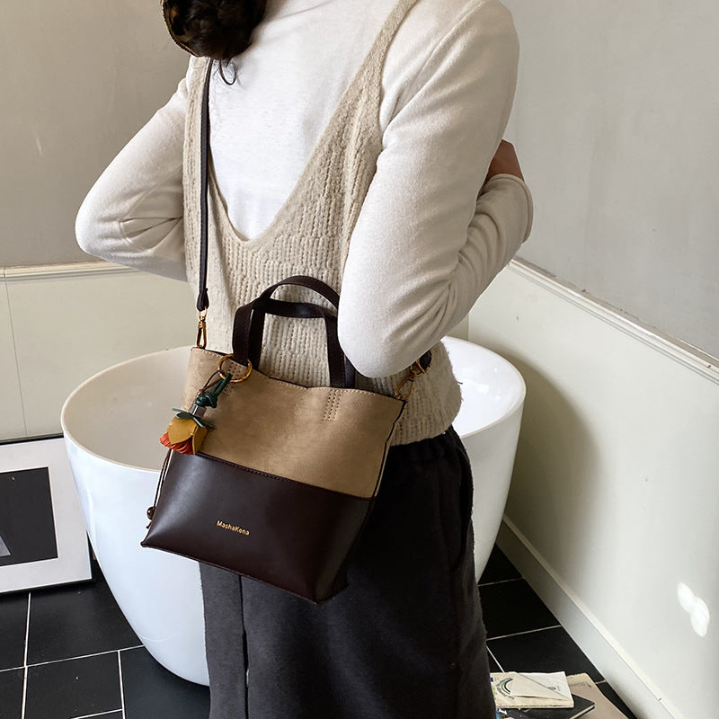 satchelpatchwork bag for women new arrival 2025 super popular large capacity shoulder bucket bag retro niche crossbody bag