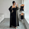 Amazon cross-border fashion: gold-trimmed cardigan + bandeau dress elegant formal set