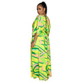 cross-border fashion  waist-printed loosecasual new bat mid-sleeve women's dress