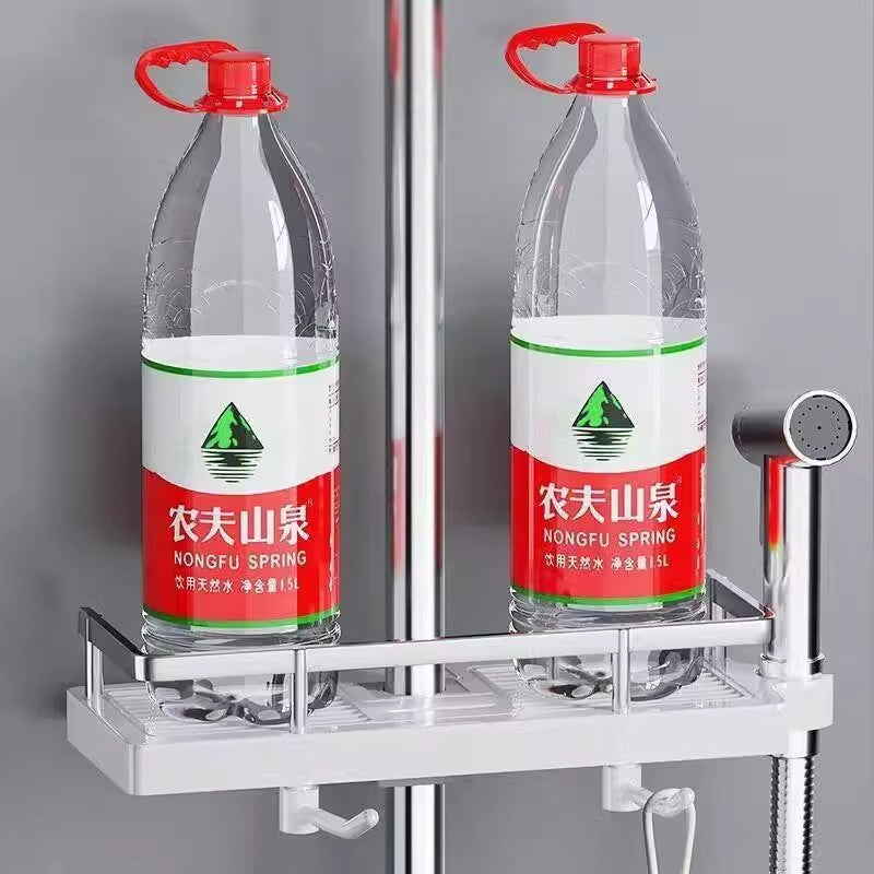 Shower Shelf No Punching Toilet Bathroom Shower Lift Rod Body Wash Shampoo Tray Storage Shelf