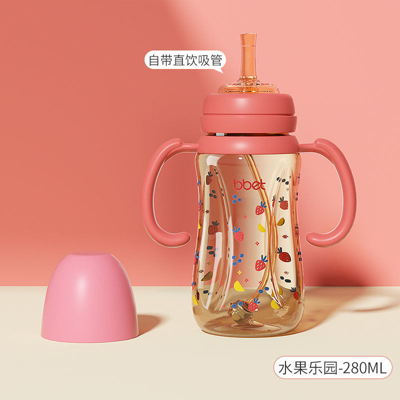 Baby bottle straw cup - ppsu sippy cup for infants and toddlers (1-3 years & up) - durable, spill-proof training cup