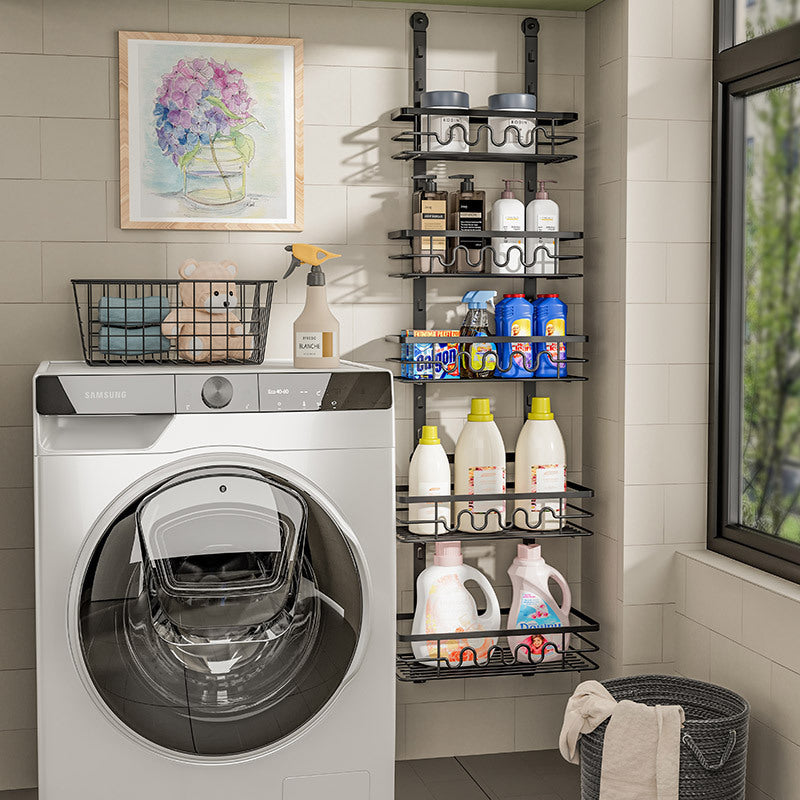 Cross-border hot-selling bathroom, kitchen square tube door, hanging basket, three layers, four layers, five layers, iron powder spraying rack, no punching