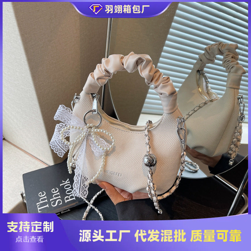 Foreign trade super fire foreign gas fold portable dumpling bag women 2025 new summer fashion versatile chain messenger bag