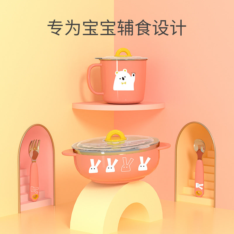 Children's tableware set, complementary food tools, baby complementary food bowl, baby complementary food spoon, thermal insulation bowl, spoon supplies, complementary food box