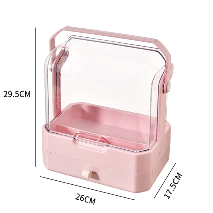 Luxury transparent dustproof cosmetic organizer - large capacity drawer-style storage box for skincare, lipstick, and jewelry