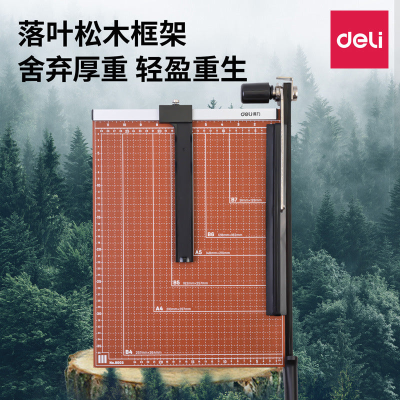 Deli 8003 paper cutter manual wooden paper cutter, photo cardboard, scissor blade 380 * 300 wholesale