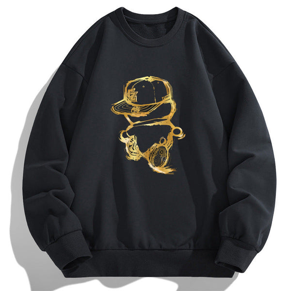Large size men's autumn sports sweater pullover men's round neck loose fat plus fat plus long-sleeved top