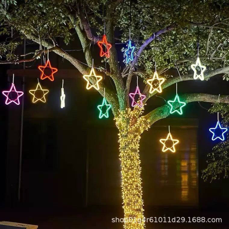 Star Hug Moon Pendant Flexible Light Belt Outdoor Waterproof Engineering Lighting Light Hanging Tree Christmas Day Snowflake Neon Belt