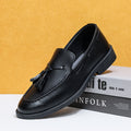 Men's black leather dress shoes - british style, summer breathable, pointed toe, versatile for young professionals and students, black work shoes