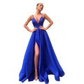 summer new european and american style sexy slim-fit camisole dress deep v slit banquet evening gown