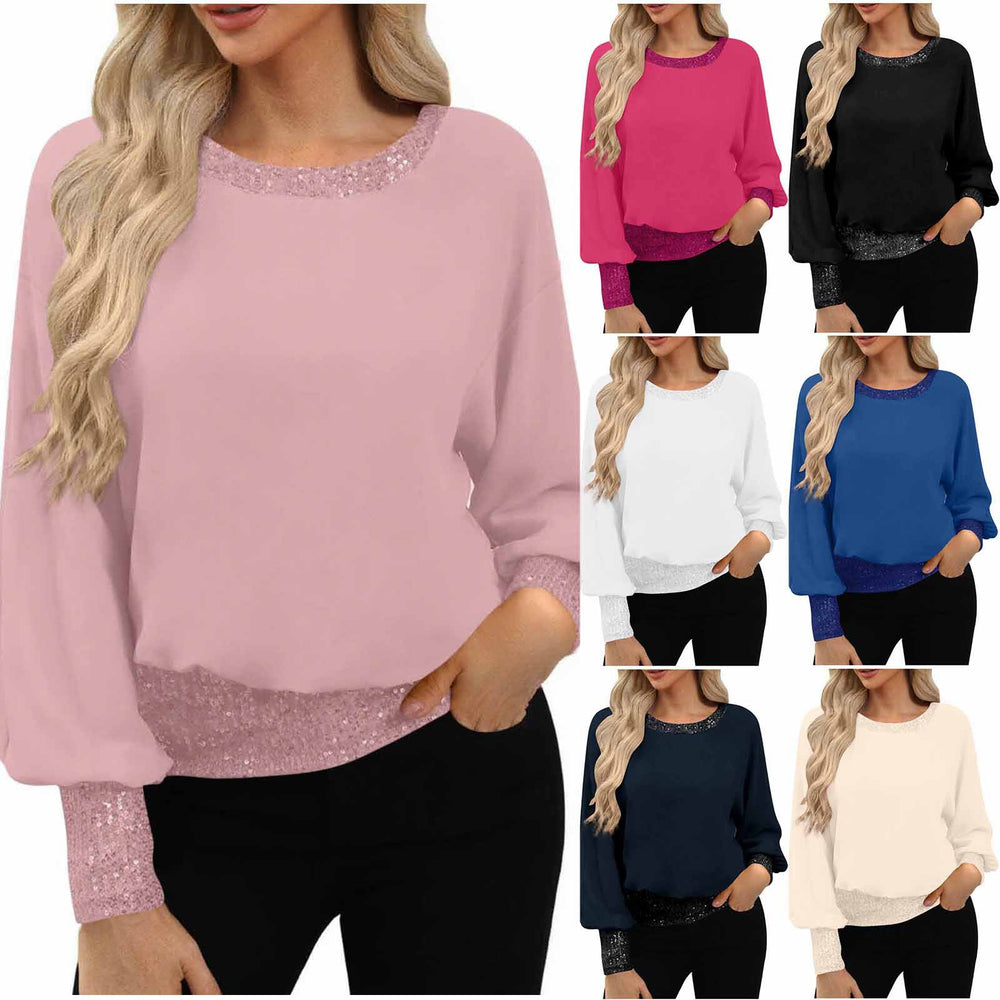 autumn new women's knitted top - cross-border european and american style, solid color, minimalist long-sleeve crew neck t-shirt