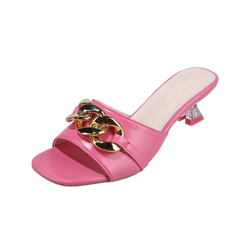 Fairy style stiletto slippers for women outwear2026new arrivalfashion high heels flip-flops open toe mid-heeled sandals wholesale