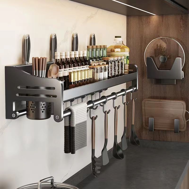 Punch-free kitchen multi-functional storage rack wall-mounted seasoning chopsticks knife holder storage rack household supplies