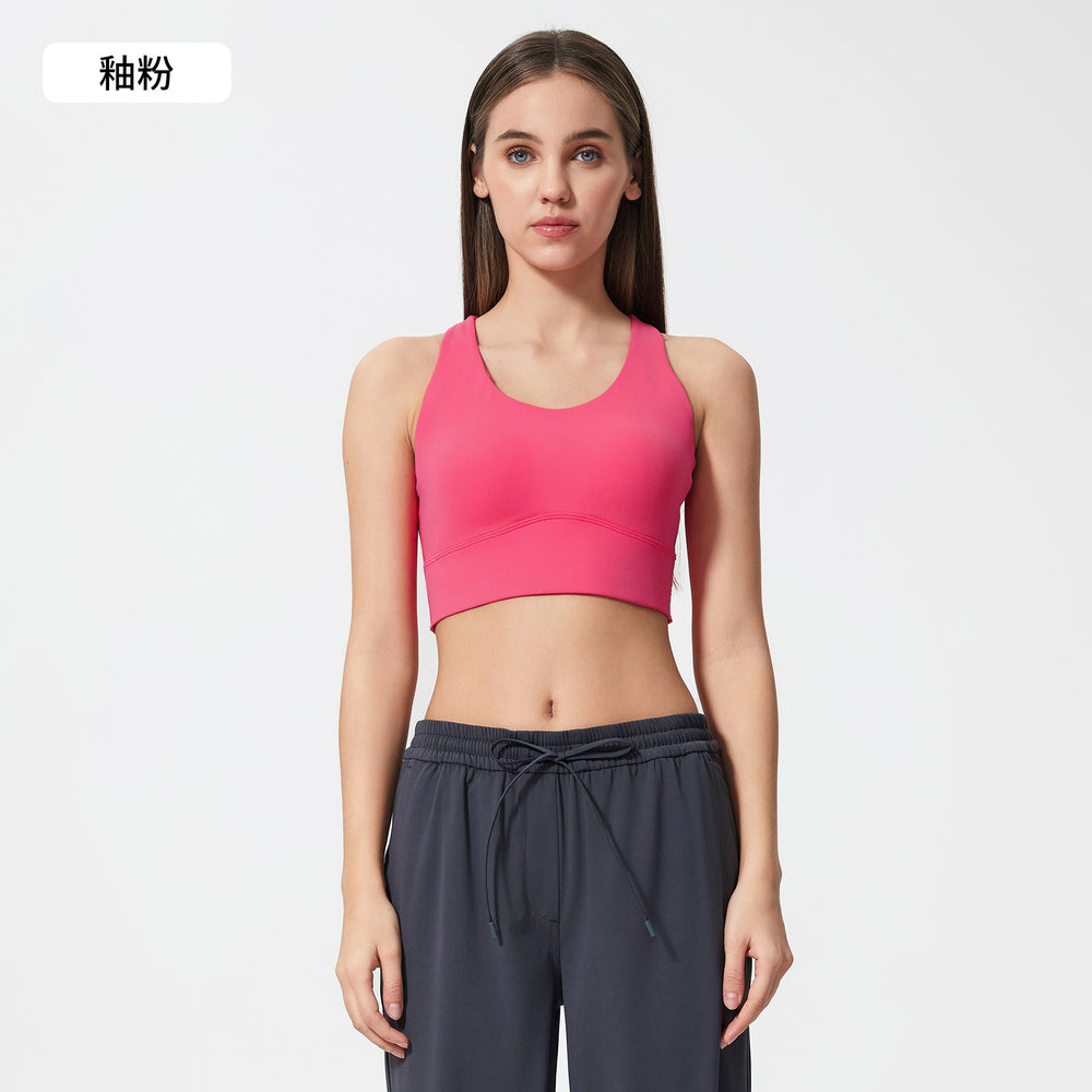 I-shaped cut out beautiful back yoga bra high-strength bubble wrap nude comfortable fitness sports intimates women d25068