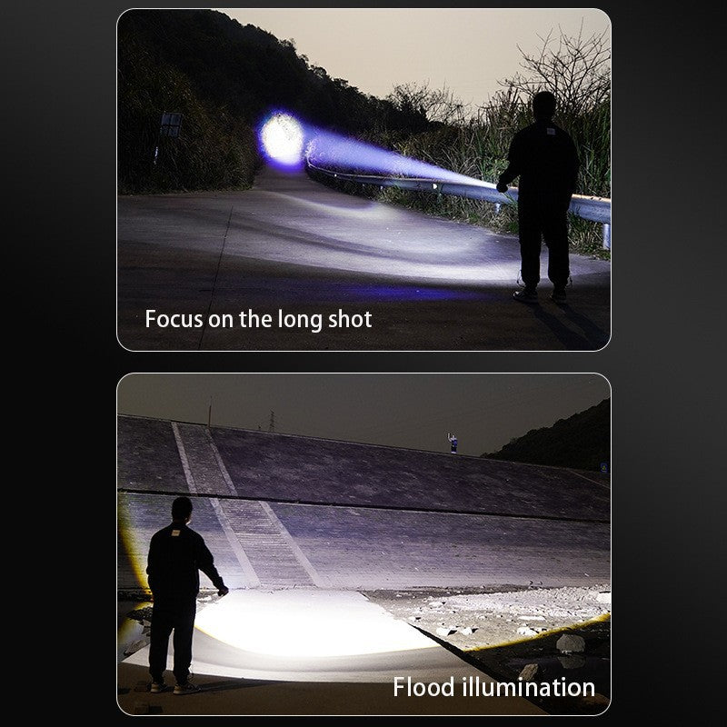 Cross-border hot-selling super long-range white laser flashlight, household outdoor charging portable digital display emergency led flashlight