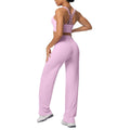 Sexy criss-cross back sports bra set with high-waisted straight-leg wide-leg yoga pants - quick-dry outerwear for running and fitness