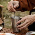 304 stainless steel outdoor beer mug - vintage coffee cup - industrial style cold drink tumbler - portable single-wall camping cup