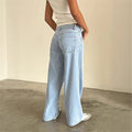 Fashionfashionjeans women's new best-selling exportstylish street low-waist wide-leg pants washed loosejeans