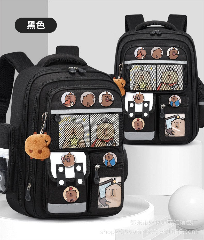 New kapibara schoolbag girls primary school bag 1-3-6 grade junior high school students dirt-resistant backpack men