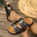 Exportplus sizesummernew arrivalretrocasual slippersthick sole double buckle birkenstock slippers women's sandals outwear