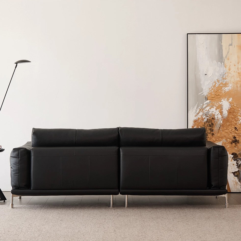 Bauhaus oil wax leather sofa medieval style small apartment living room for home straight row hammer small apartment solid wood sofa