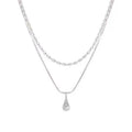 Fashionable, understated luxury: a delicate, double-layered teardrop titanium steel necklace for women. a versatile, minimalist collarbone chain that's trendy, stylish, and fade-resistant