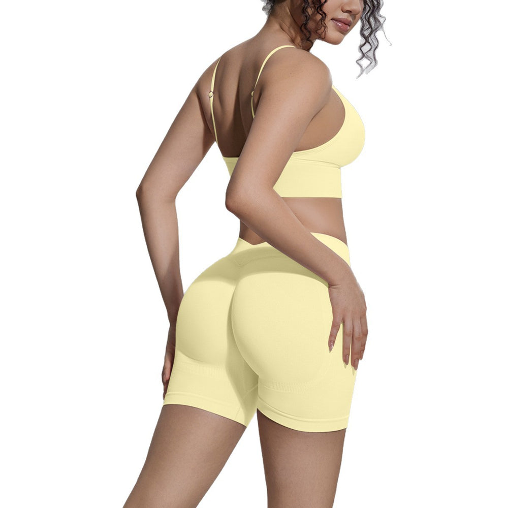 Camisole backless sports bra seamless yoga set quick-dry tight butt-lifting shorts outfit quick-dry running fitness apparel