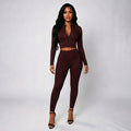 J26st314 cross-border european and american style women's long-sleeve zip-up cardigan top and skinny leggings two-piece set with polka dot print