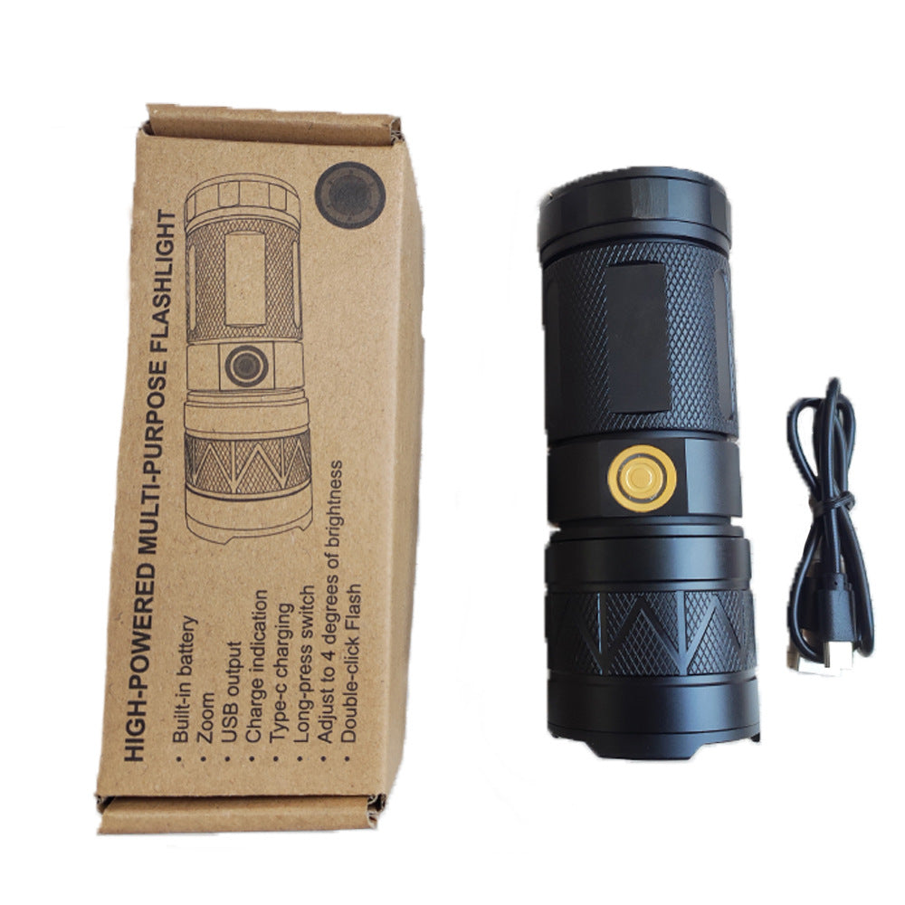 Cross-border Douyin live broadcast hot sale small steel cannon white laser 30W zoom outdoor lighting night fishing multi-function flashlight