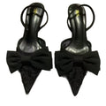 Za's 2025 new women's low-heel pumps: elegant, pointed-toe, ankle-strap flats with black bow detail