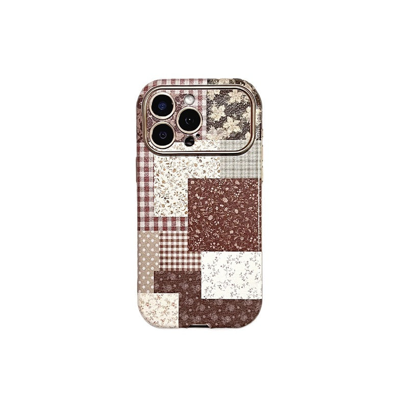 Suitable for large window iphone16 protective case brown stitching apple 17promax anti-fall mobile phone case kevlar