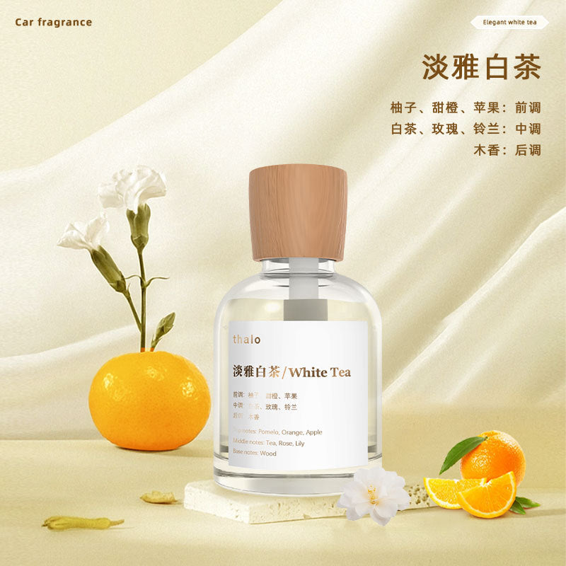 White tea car air freshener - premium car perfume, interior decoration, odor eliminator, long-lasting light fragrance for women