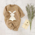 New european and american solid color baby knitted rabbit button romper outdoor wool baby jumpsuit cross-border 024
