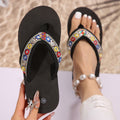 Plus size wedge heel platform fashion sandals & slippers - women's 2025 summer new bohemian ethnic style thong sandals