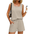 Amazon fashion cross-border y2 women's summer casual shorts suit vest square neck sleeveless sportswear with mouth