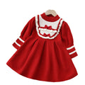 fall/winter new girls' knit dress - children's sweater dress with bow detail, sweet princess style