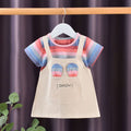 Girls' striped sundress - new summer style, lightweight, short-sleeved, in-stock wholesale