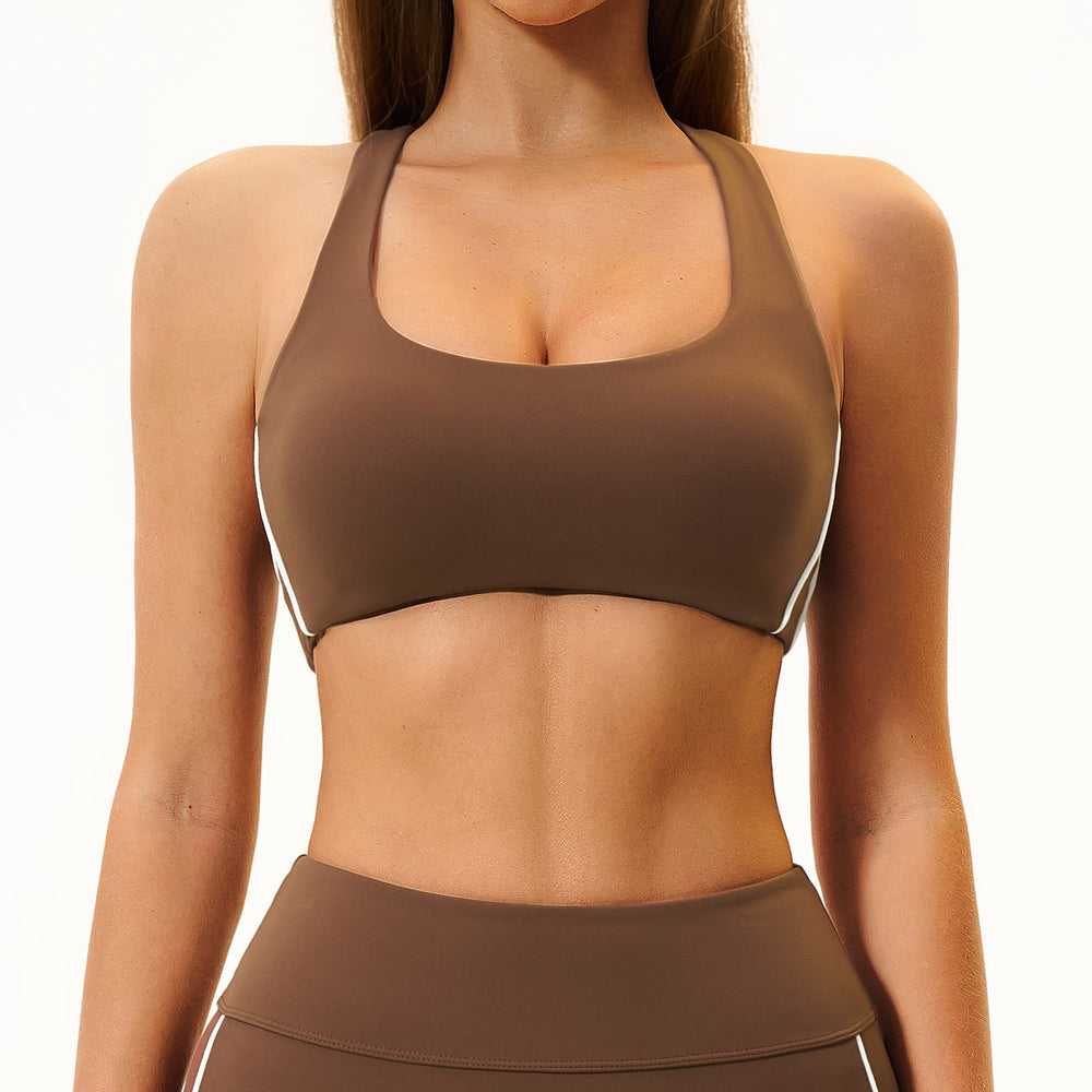 Color block brushed fleece compression tank top with removable pads - breathable, comfortable, quick-dry yoga & workout top 4539