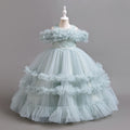 Export cross-border fashion style girl dress long piano performance flower girl wedding dress tutu skirt birthday in stock hot sale