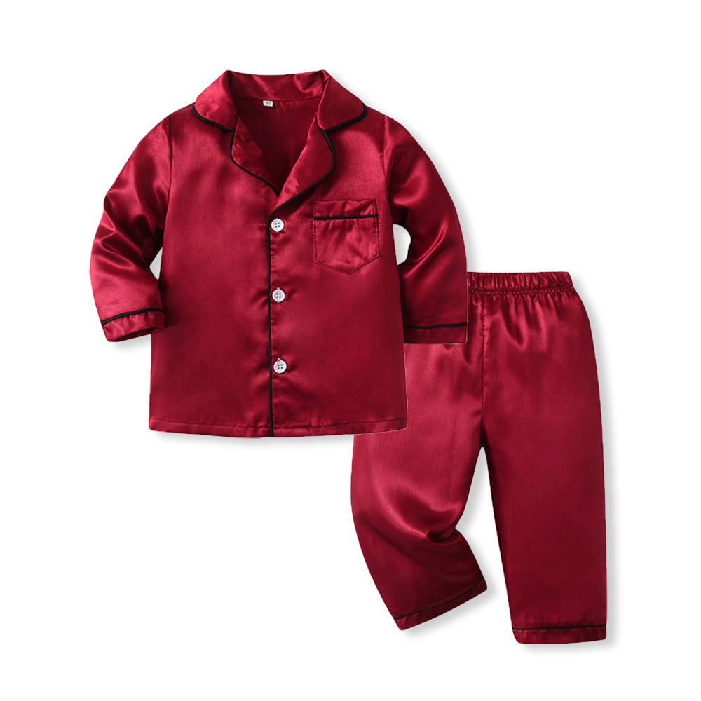 Kids' pajamas - autumn lightweight long sleeve new style - boys' and girls' air conditioning suit - imitation ice silk children's loungewear set