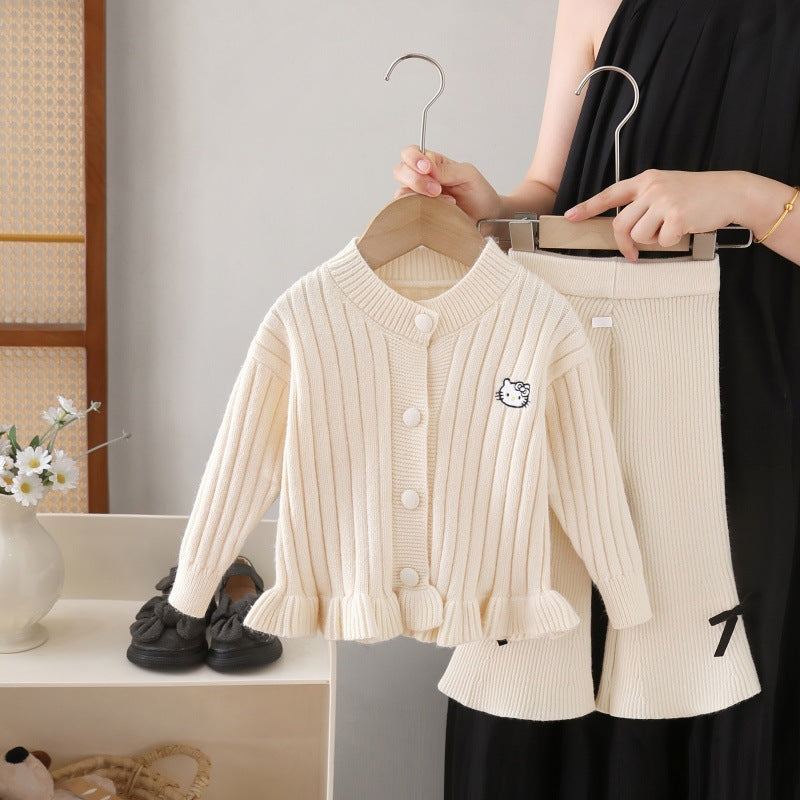 Girls' sweater two-piece set: new autumn  collection - cartoon sweater and pants set for little girls