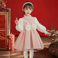 Hot-selling girls' dresses in stock: festive red new year outfit with plush lining - stylish and trendy winter wear for kids