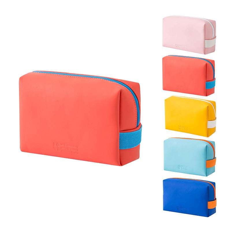 Popular Color PU Cosmetic Bag Portable ins Wind Cute Hand Wash Bag Waterproof Travel Cosmetics Storage Bag