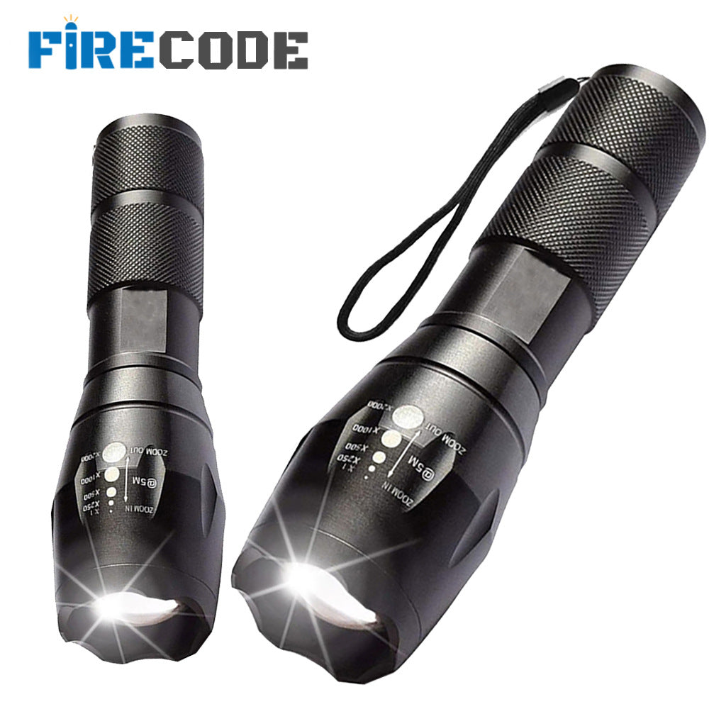 Cross-border telescopic zoom strong light flashlight household outdoor night fishing night riding easy to carry strong light flashlight